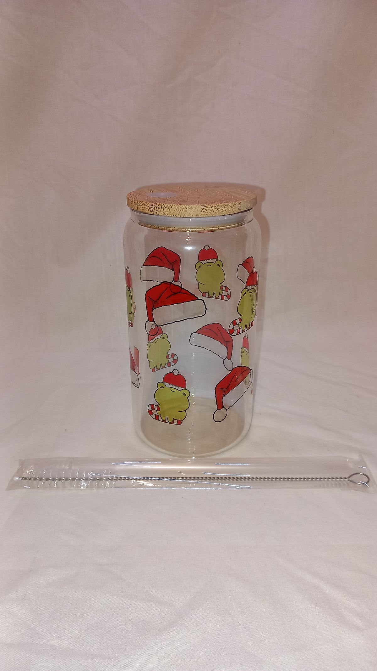 Christmas frog glass tumbler 16oz
