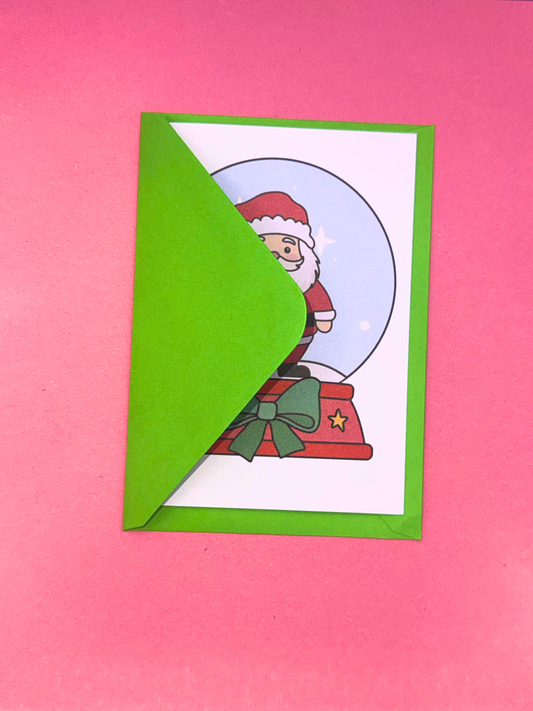 Santa Snowglobe Christmas Card