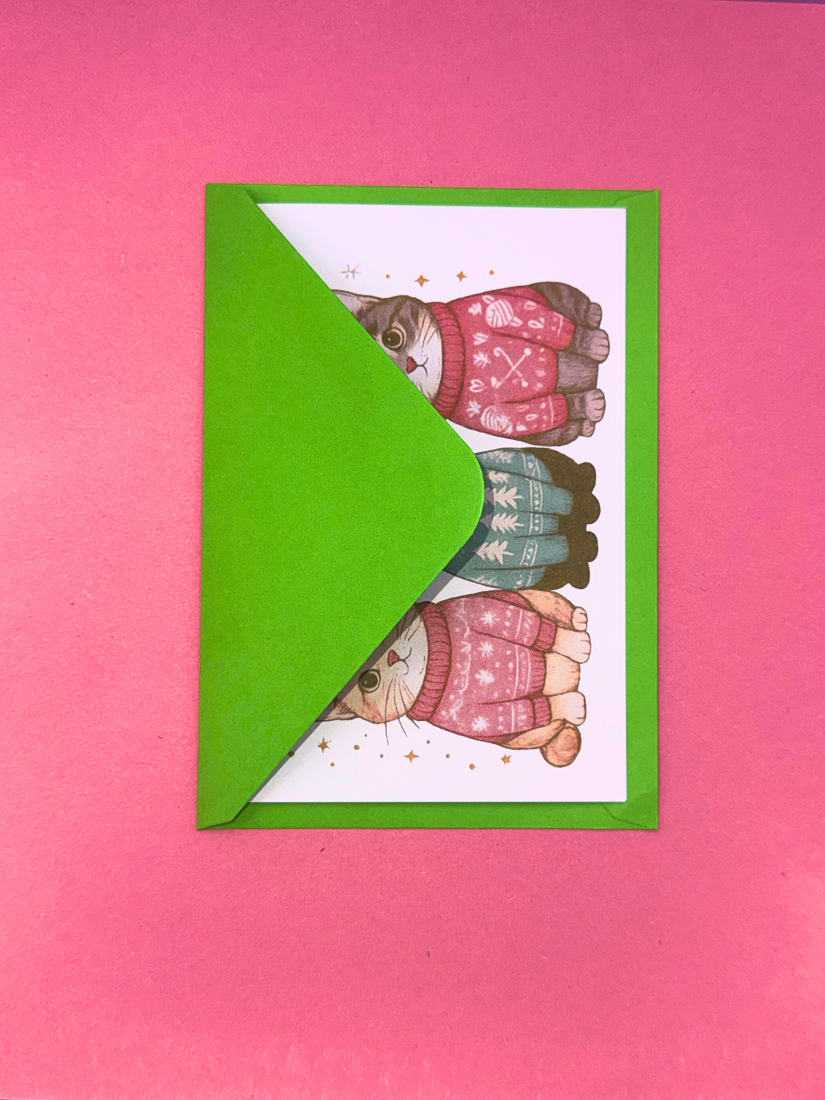 Kittens in Sweaters Christmas Card
