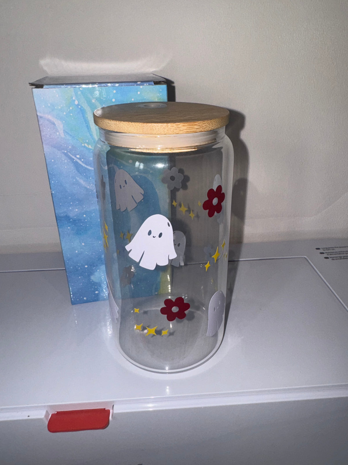 16oz Ghost glass tumbler