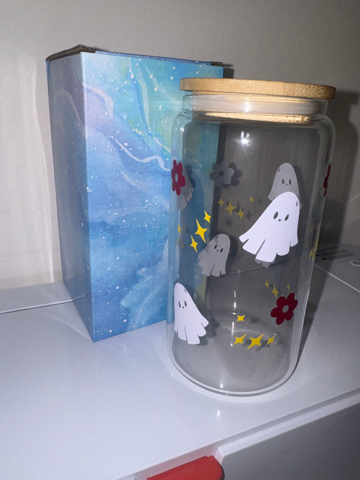 16oz Ghost glass tumbler