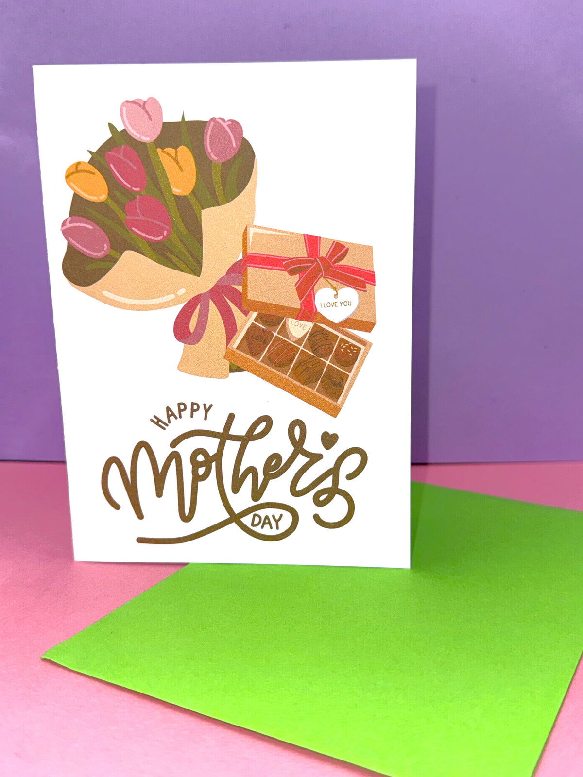 'Flowers and Chocolates' Mothers Day Card A6