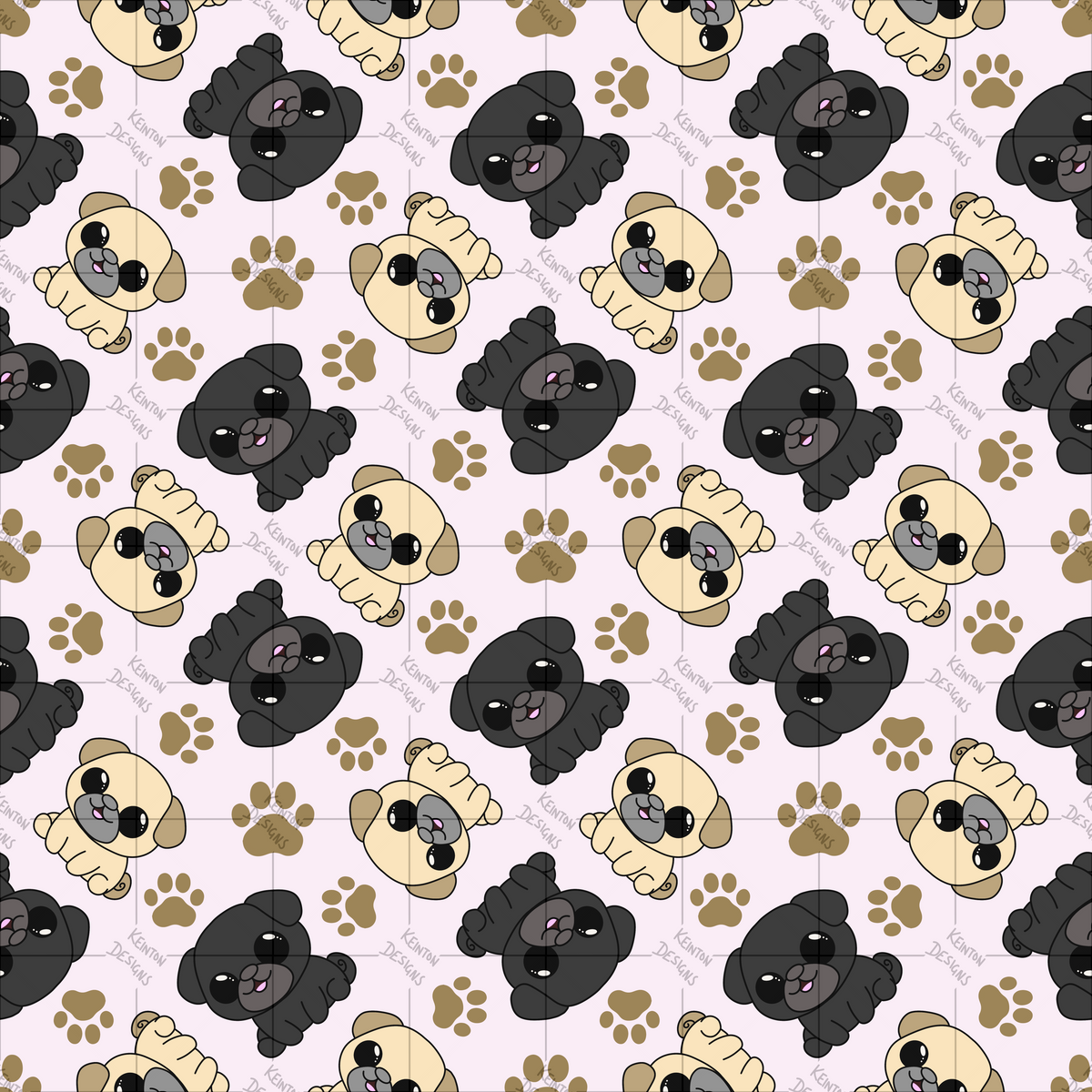 Pug Seamless Pattern (PATTERN ONLY)
