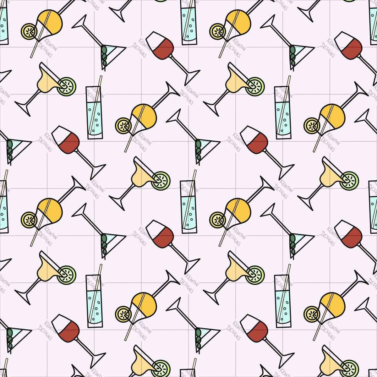 Alcoholic Drinks Seamless Pattern (PATTERN ONLY)