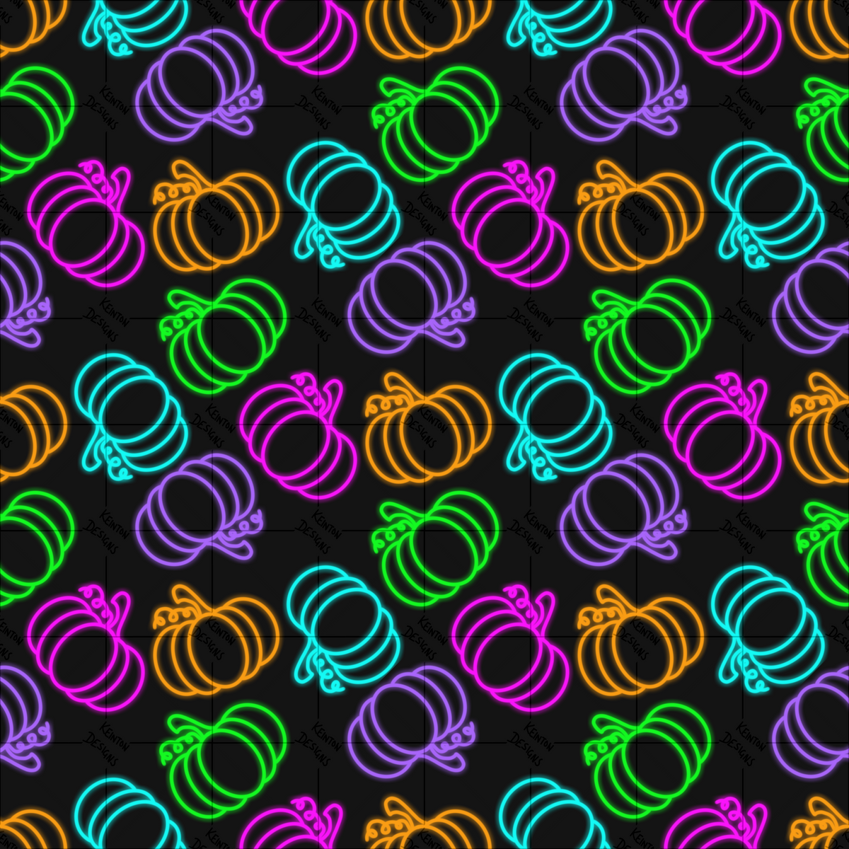 Neon Pumpkins Seamless Pattern (PATTERN ONLY)
